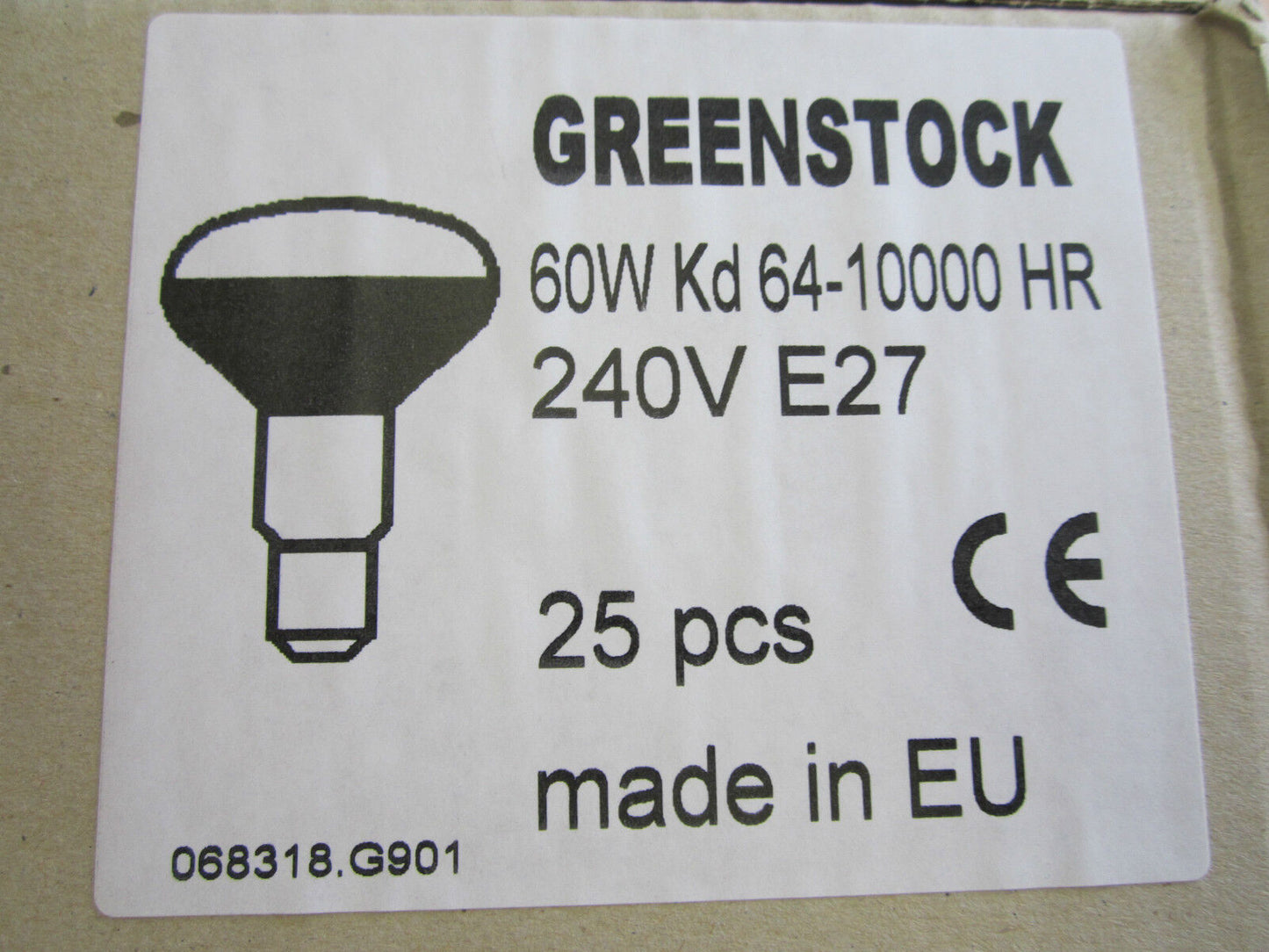 25 x GREENSTOCK 60W KD64 10000hr 240V E27 Spot Light Bulb