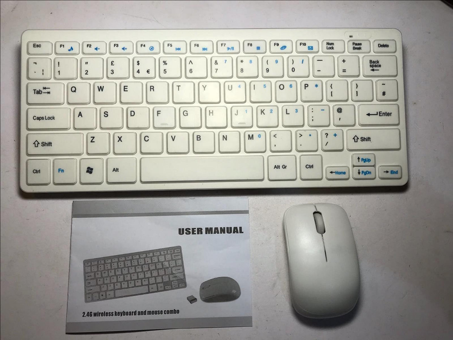 White Wireless Small Keyboard & Mouse Set for Samsung UE32H4510AK Smart TV