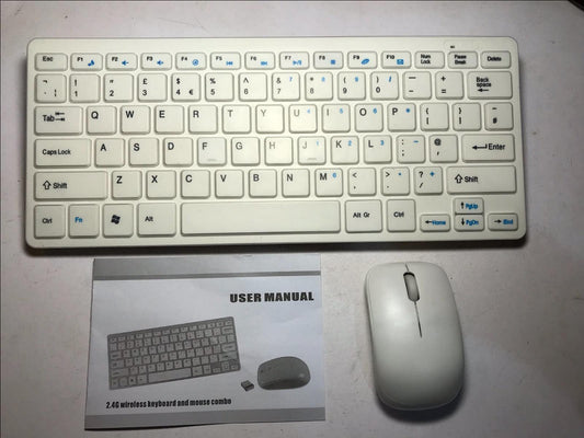 White 2.4Ghz Wireless Small Keyboard & Mouse Set for Sharp LC39LE35 Smart TV