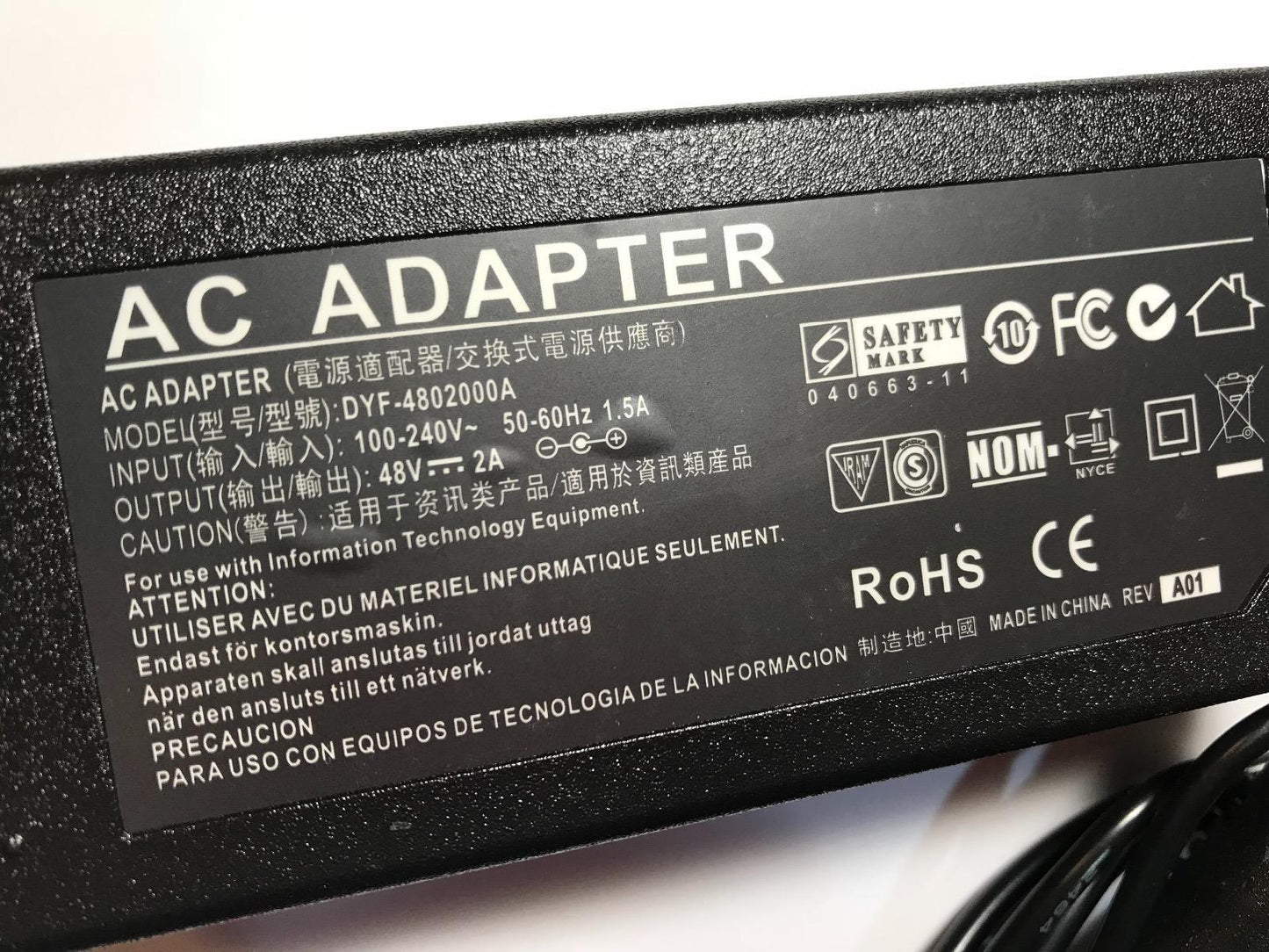 Replacement for TP-LINK TL-POE150S POE Injector 48VDC 48V 0.35A AC Power Adaptor