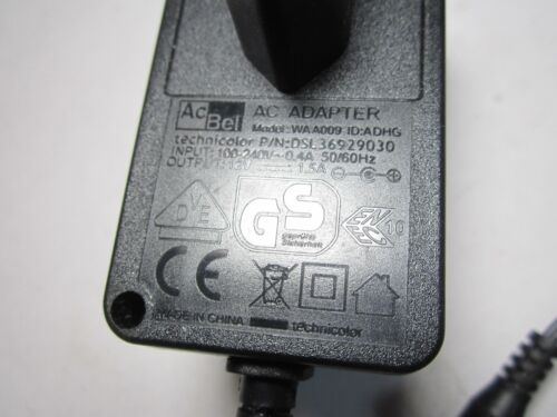 EU 12V 1.5A AC BEL AC ADAPTER WAA009 ID:ADHG DSL36929030 POWER SUPPLY