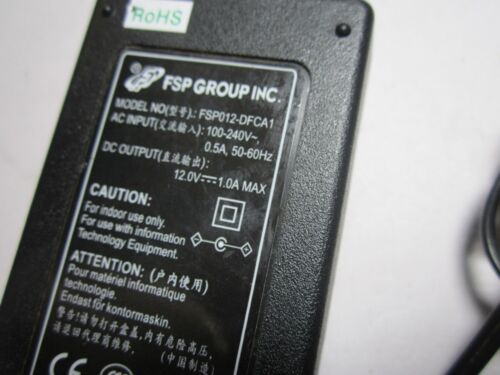 GENUINE FSP GROUP INC FSP012-DFCA1 12.0V 1.0A MAX AC-DC ADAPTOR POWER SUPPLY