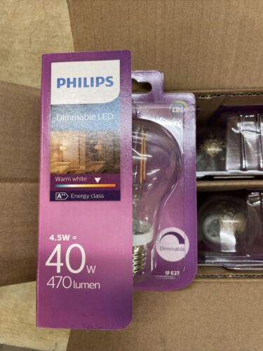 4 X Philips 575154 Led Classic 40w A60 E27 4.5w Dimmable LED Warm White