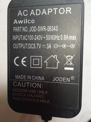 Genuine Awilco Ac Adaptor DC5.7v 3a 5.7v Part No JOD-SWR-06343 Joden Psu