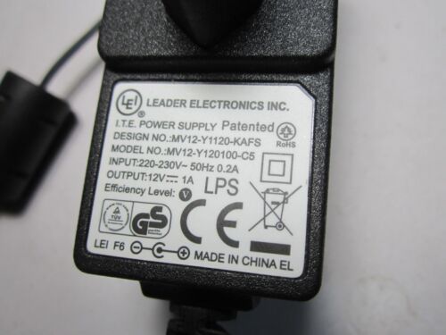 EU 12V 1A LEADER ELECTRONICS INC ITE POWER SUPPLY MV12-Y1120-KAFS Y120100-C5