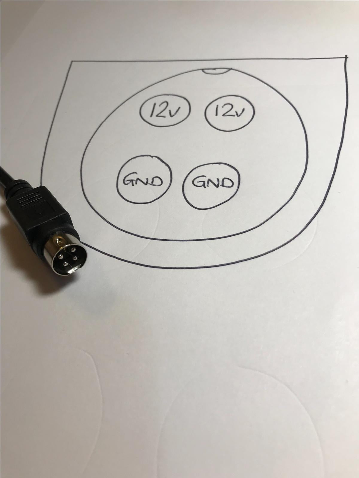 5.5mm x 2.1mm DC Socket Wire Lead to 4 PIN DIN TOP 2 POSITIVE Voltage