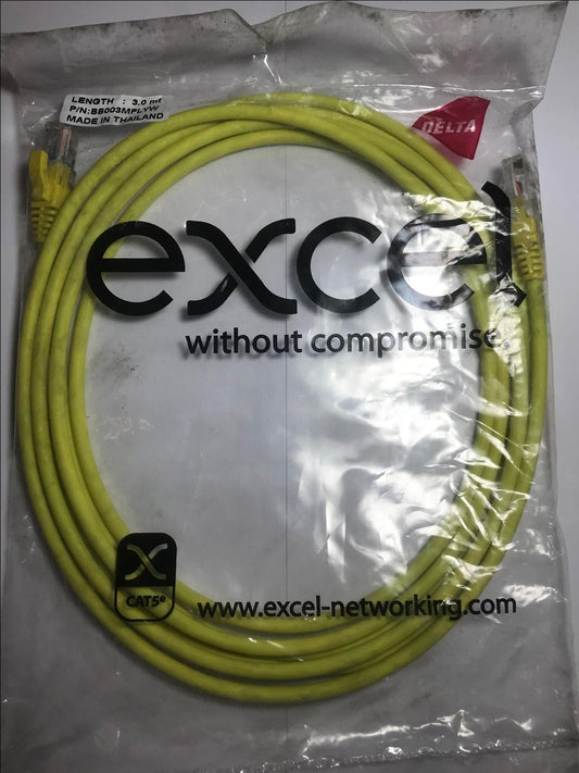 BULK JOBLOT 20x Yellow Excel 3.0M 3M BB003MPLYW CAT5e Network Cable Booted