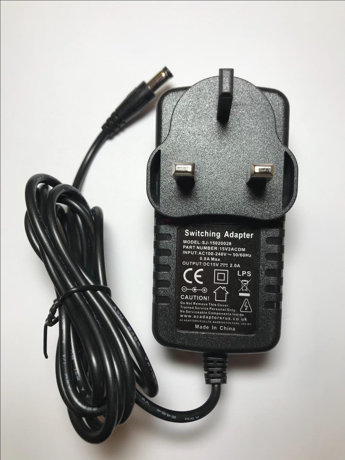 15V 2000mA 2A UK AC-DC Switching Adaptor Power Supply 5.5mm x 2.1mm / 2.5mm