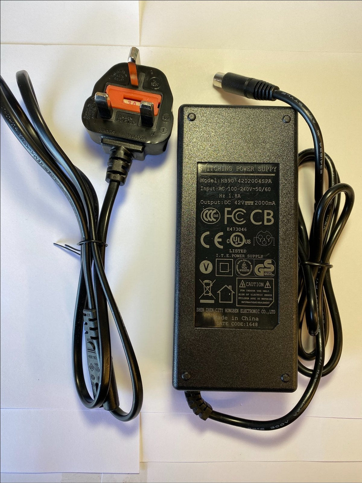 Replacement 42V 1.5A Charger for ZC08073 Zinc Folding Electric ECO Plus Scooter