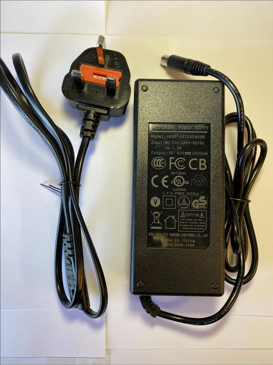 Replacement 42V 1.5A Charger for ZC08073 Zinc Folding Electric ECO Plus Scooter