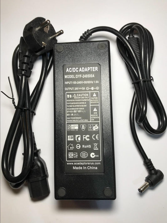 EU Plug 24V 5A 5000mA AC-DC Switching Adaptor Power Supply 5.5mm x 2.1mm / 2.5mm