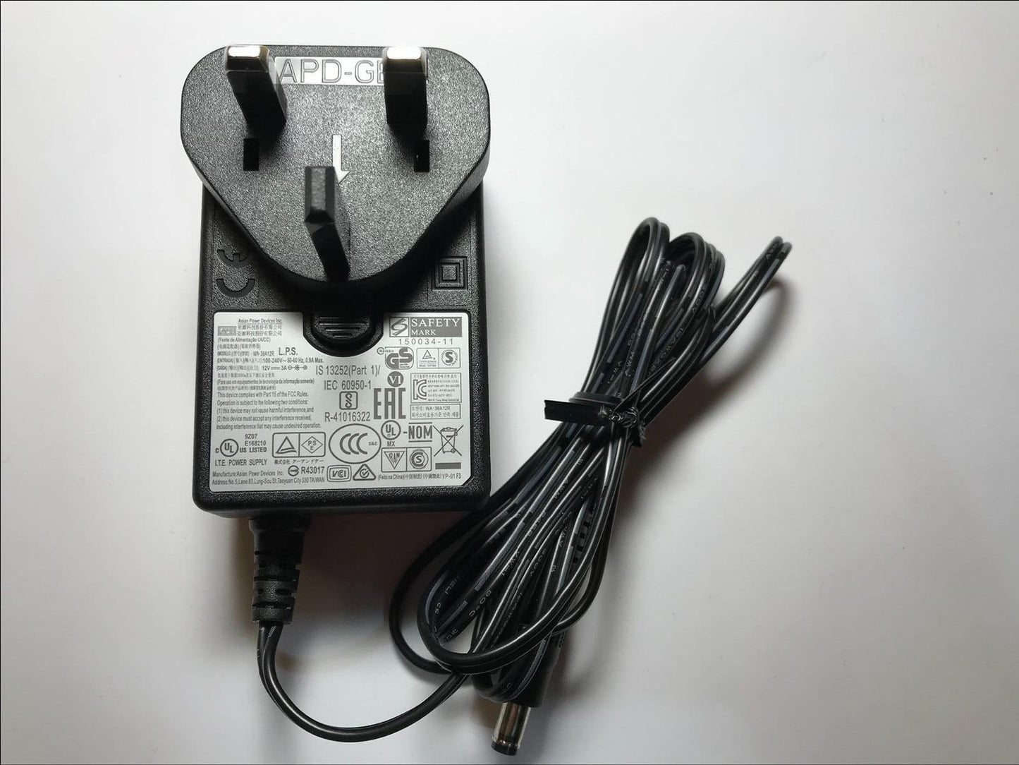 Genuine 12V 3A APD WA-36A12R I.T.E Power Supply AC-DC Adaptor UK Plug