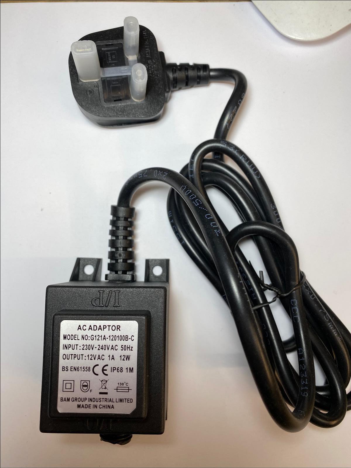 Replacement for 12V AC 600mA 7.2W Power Supply BJ-AC120060-IP64 with UK Plug