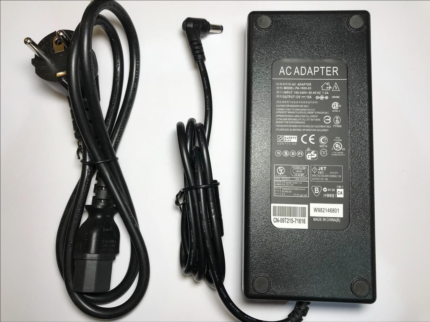 EU European 12V 10A 9.5A 9A 8.5A 8A 7.5A 7A AC-DC Adaptor 5.5mm x 2.1mm / 2.5mm