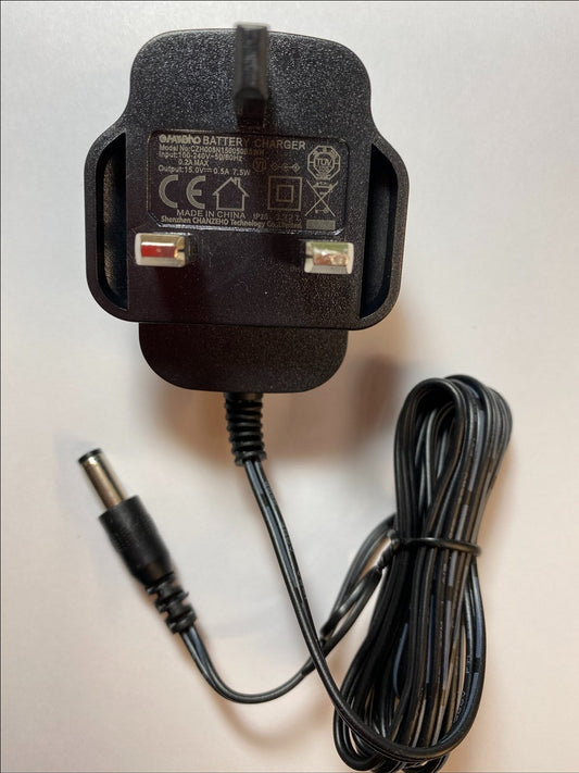 Replacement 15V 0.5A 500mA Battery Charger Constant Current AC Adaptor 5.5mm