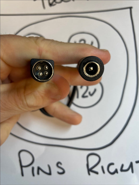 5.5mm x 2.1mm DC Socket Wire Lead to 4 PIN DIN RIGHT 2 POSITIVE Voltage