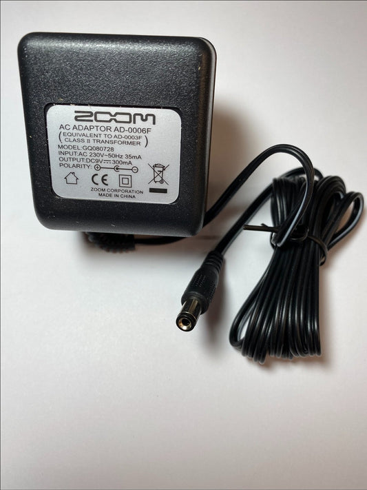 Replacement for 9V 300mA Zoom AC Adaptor AD-0006F GQ080728 AD-0003F TRANSFORMER