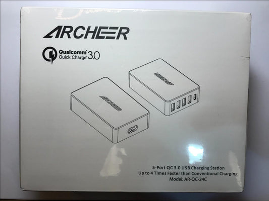 ARCHEER AR-QC-24C Qualcomm 3.0 Quick Charge 4x USB 1x USB-C UK Charger Station