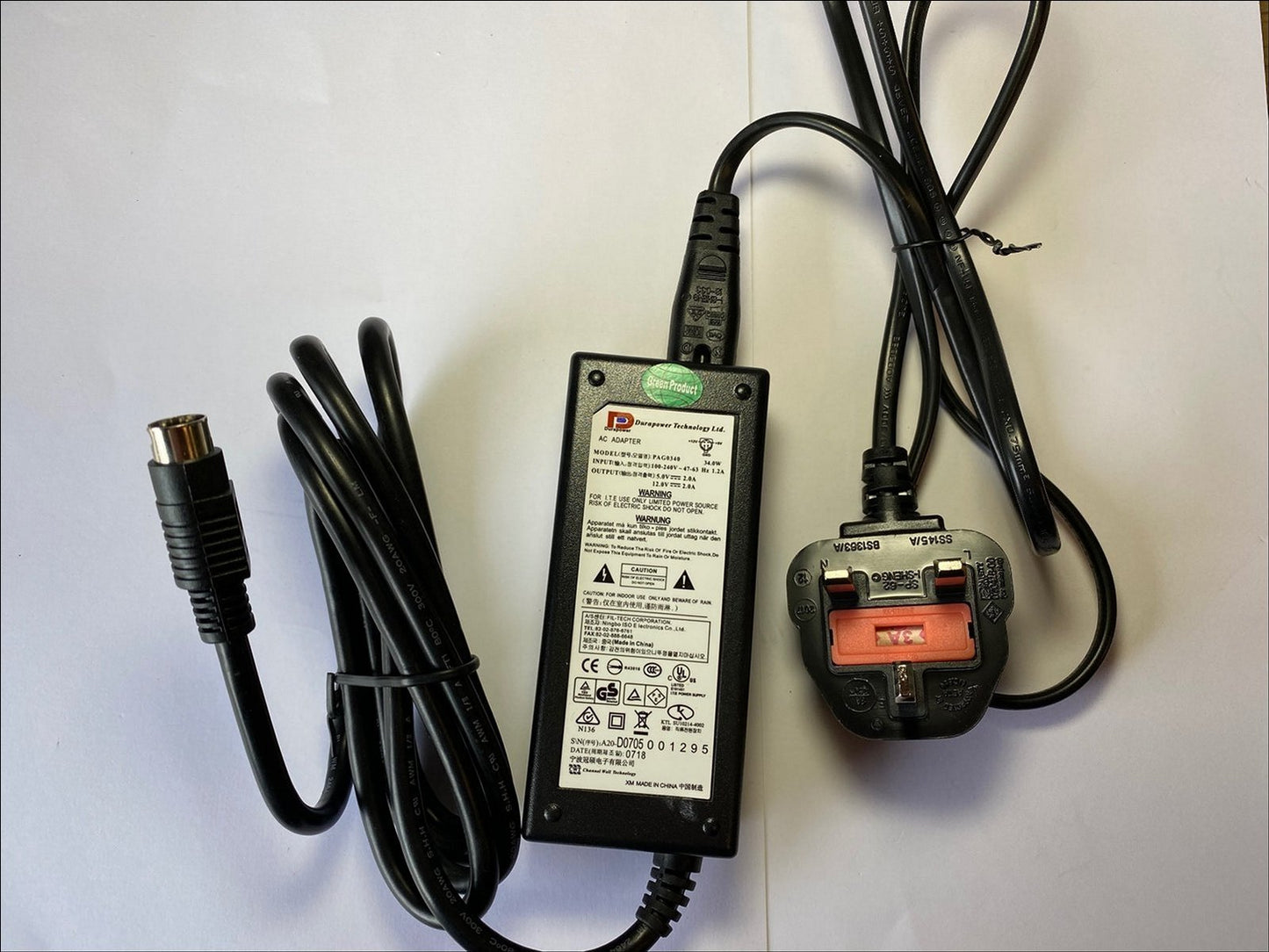 New AC Power Supply for ACU034A-0512 12V 5V 2A 4 Pin 500Gb LaCie by Porsche