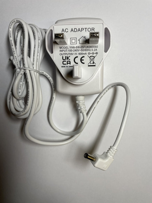 White 6V AC-DC Adaptor Power Supply Charger for 300mA/200mA/100mA