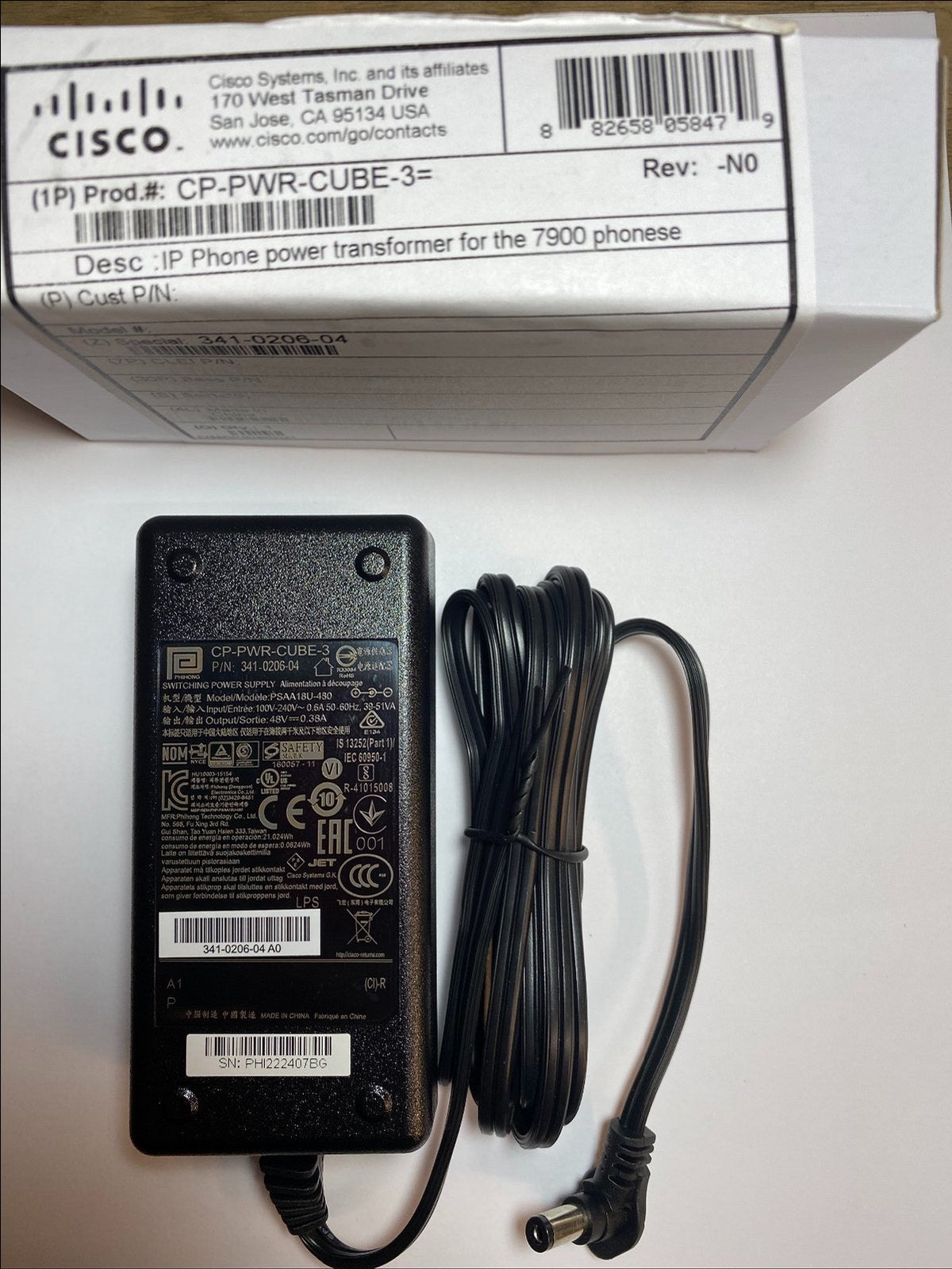 Replacement 48V 380mA AC/DC Adapter for CISCO AA25480L 341-0306-02 A0 UK Plug