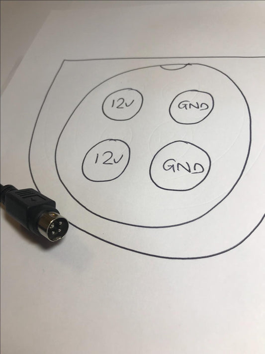 5.5mm x 2.1mm DC Socket Wire Lead to 4 PIN DIN LEFT 2 POSITIVE Voltage