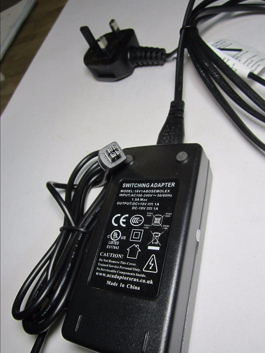 UK Replacement for Bose PSM36W-208 SoundDock 18V 1A AC Adaptor Power Supply