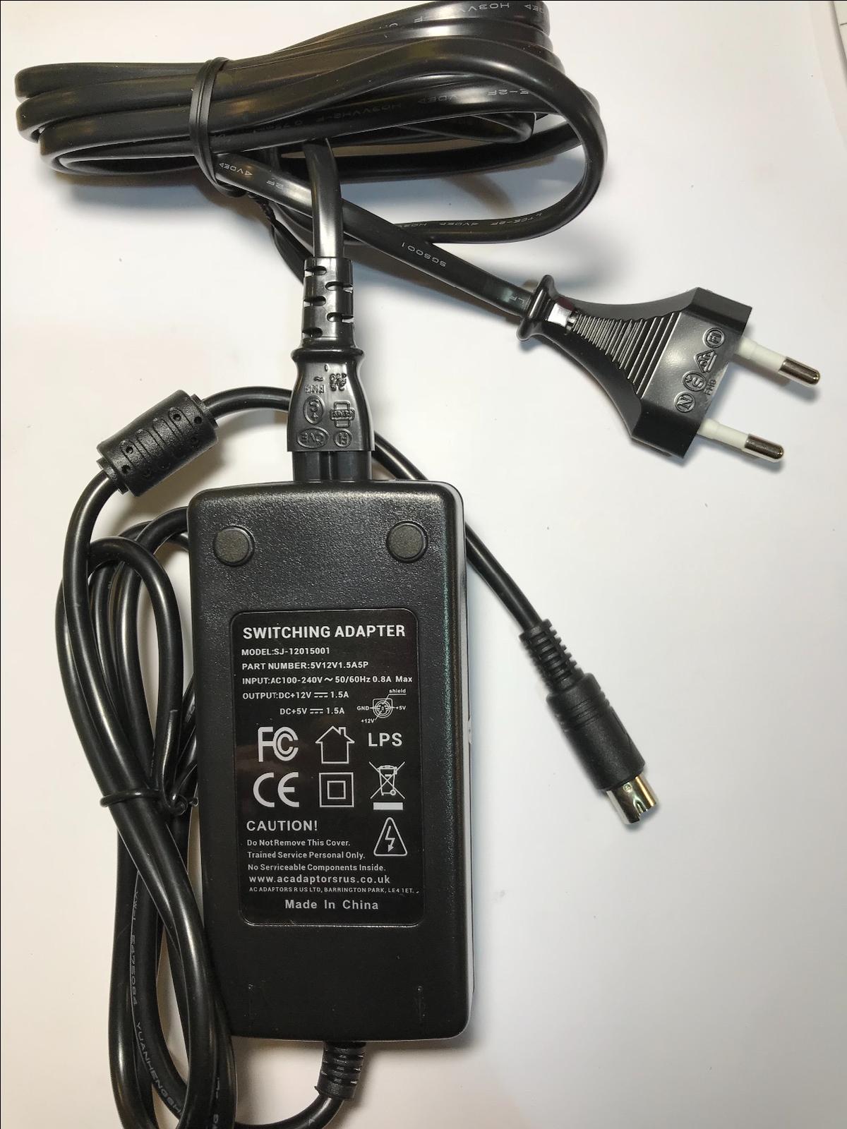 EU Replacement for APD DA-30C01 5V 1.5A 12V 5 Pin AC-DC Adaptor Power Supply