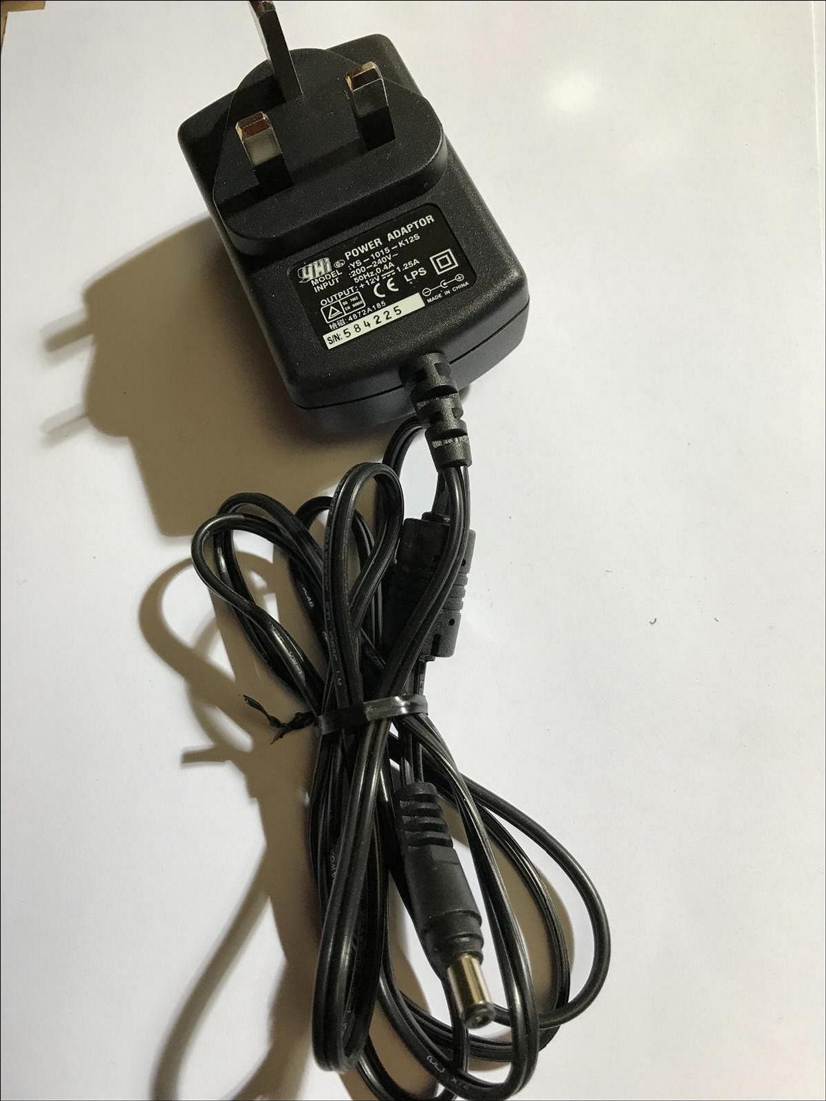 Genuine YHI POWER ADAPTOR model YS-1015-K12S +12V 1.25A UK Plug AC-DC