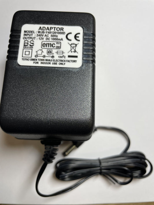 Replacement for 12V 1000mA AC-DC Power Supply Adaptor Erbauer ERB713PSU