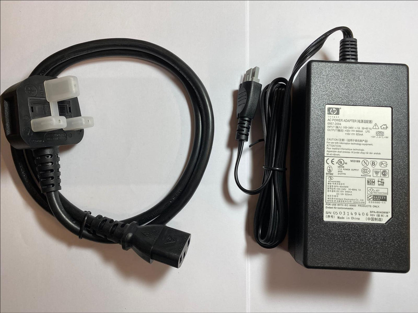 HP 0957-2146 AC-DC Power Supply Adapter 32V 940mA 16V 625mA + UK LEAD