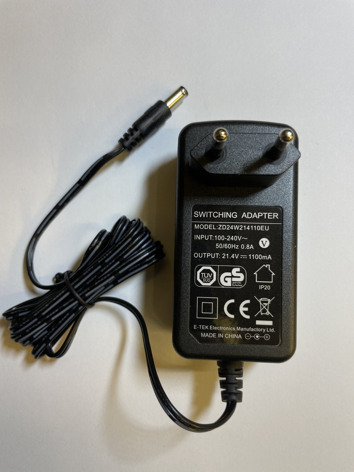 EU 21.4V 1100mA Switching Adaptor Power Supply Charger model ZD24W214110EU