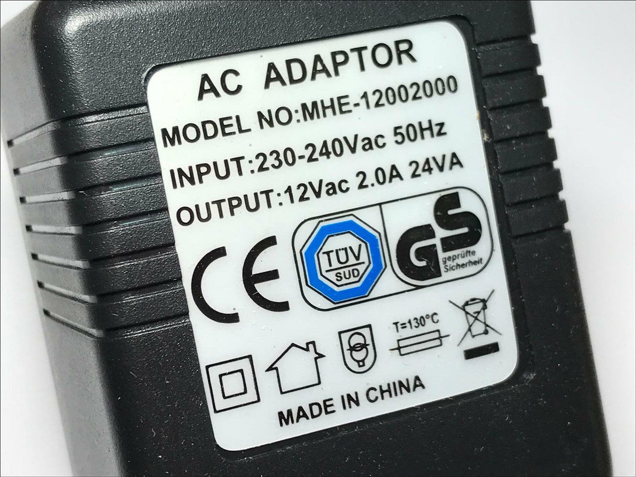 EU Output 12VAC 1670mA 20VA BS-EN61558-2-6 AC-AC Adaptor for Model YBS1201670A2