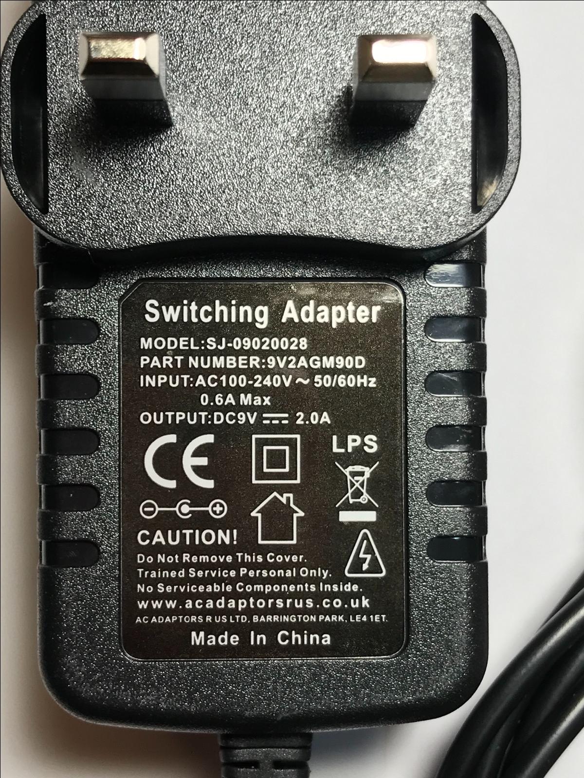 9V 2A 4mm x 1.7mm UK Mains AC-DC Switching Adaptor Power Supply Charger 9V 4mm