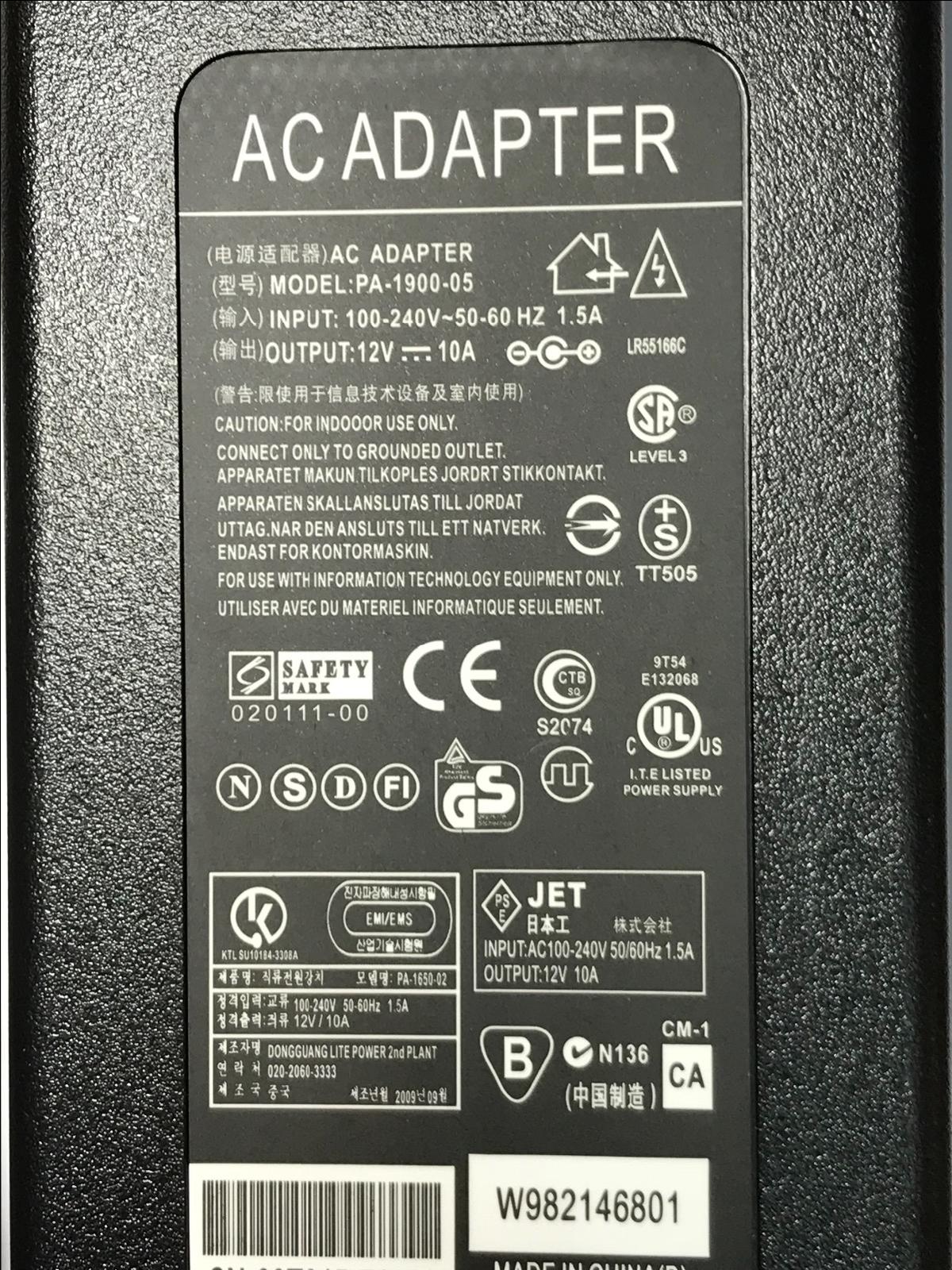 Replacement for Liteon AC/DC Adapter 12V 5A Model PA-1600-2A-LF Power Supply