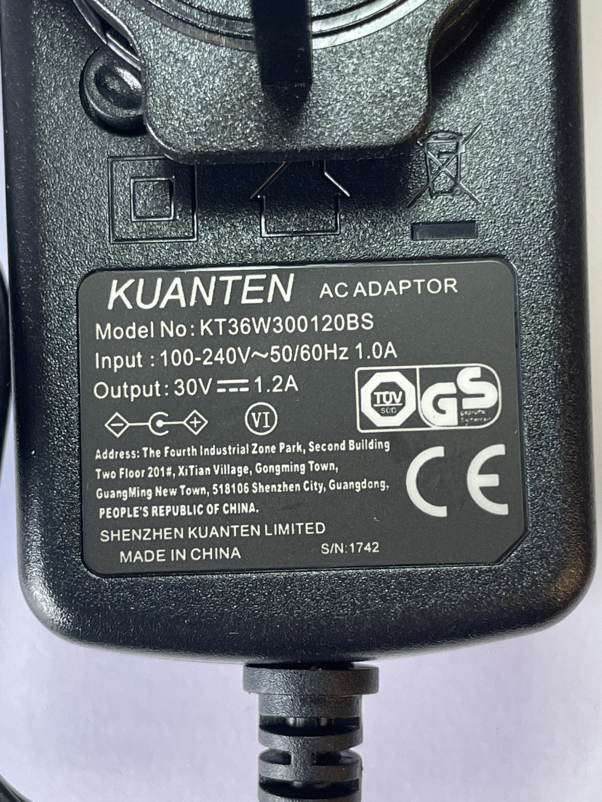 Replacement for 29V 1A AC/DC Adapter KE1110030/MO-PS-1589 Power Supply UK Plug