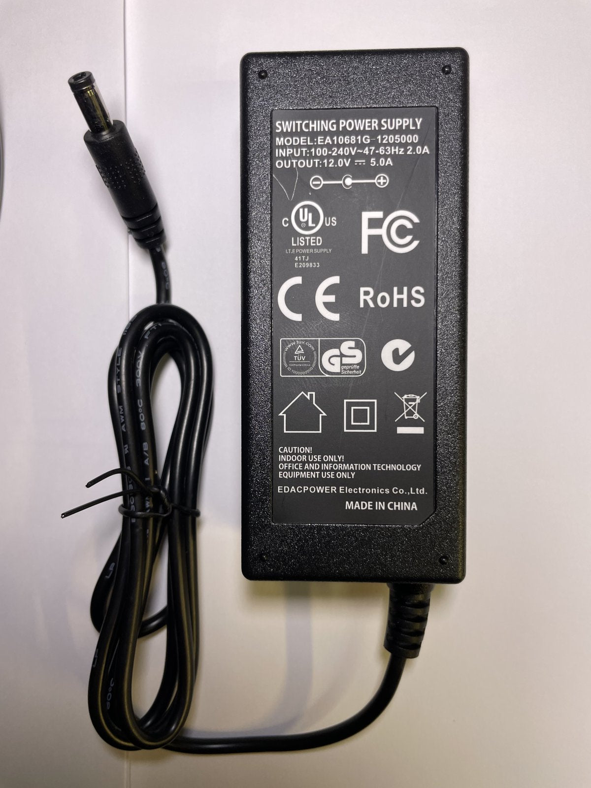 UK Replacement for Flypower Switching Adaptor model PS65IBCAY5000S 12.0V 5000mA