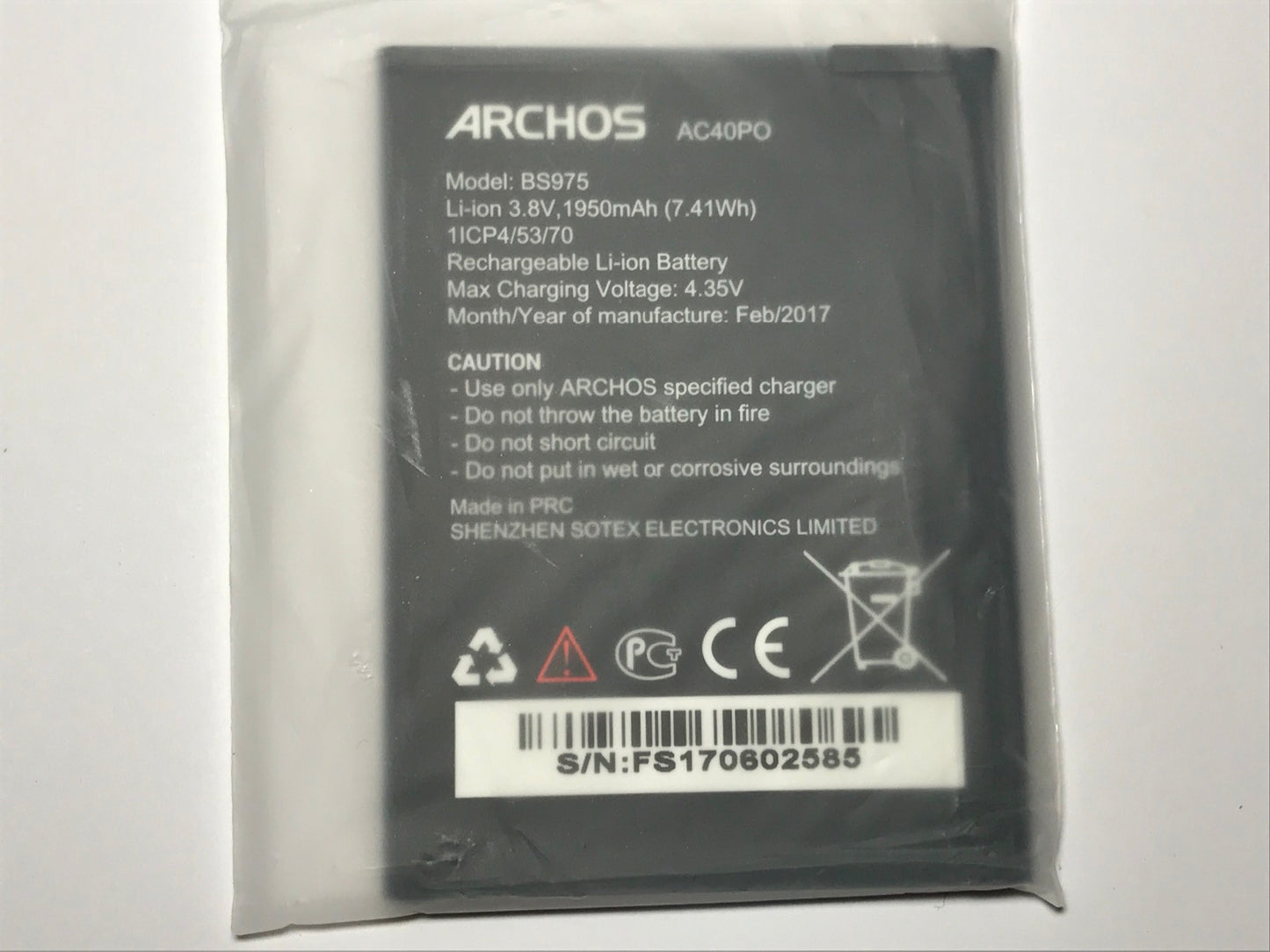 Genuine ARCHOS Rechargeable Li-ion battery AC40PO BS975 3.8V 1950mAh 7.41Wh