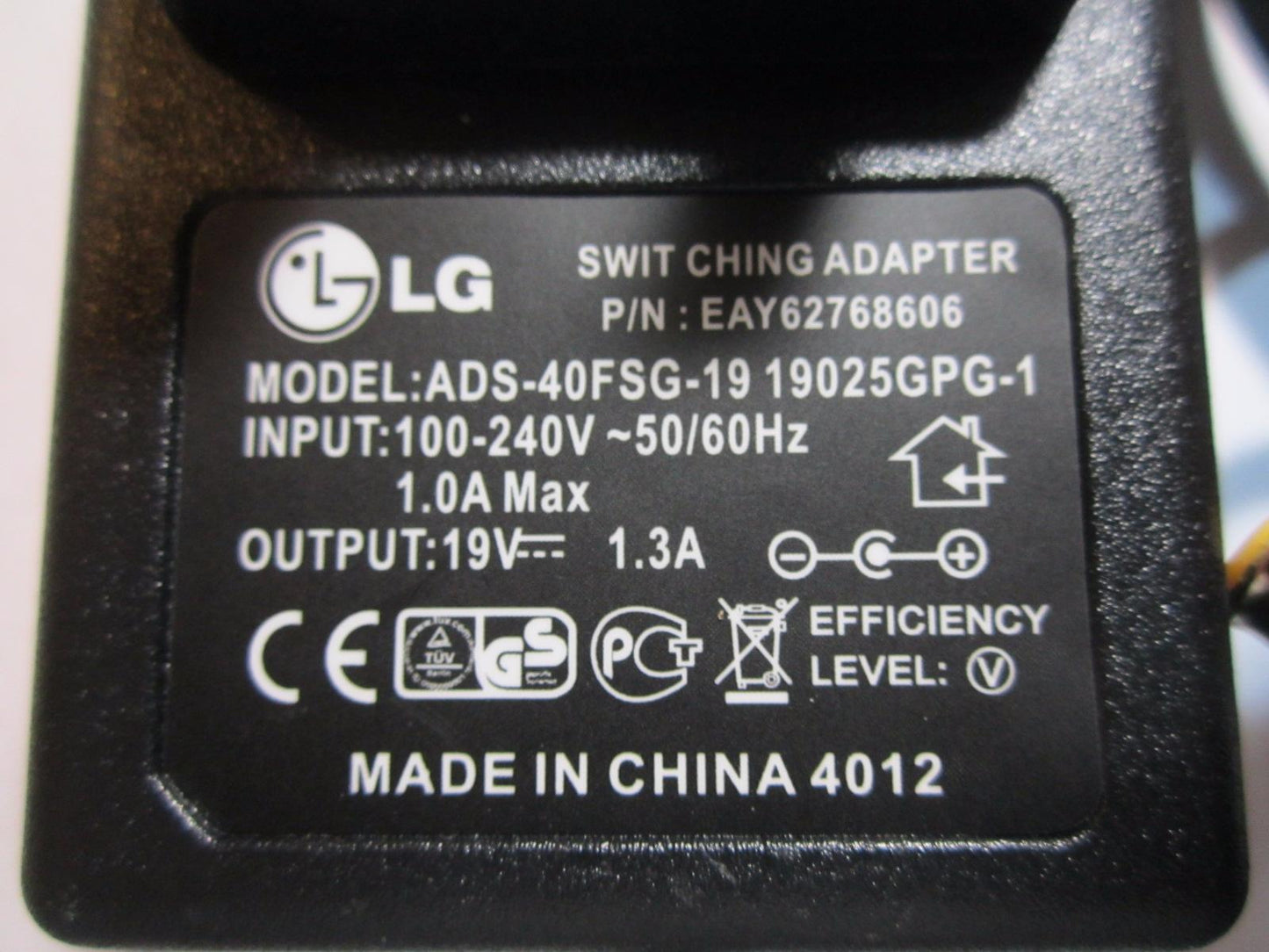 Replacement for LG ADS-40SG-19-3 19025G Switching Power Supply AC Adaptor