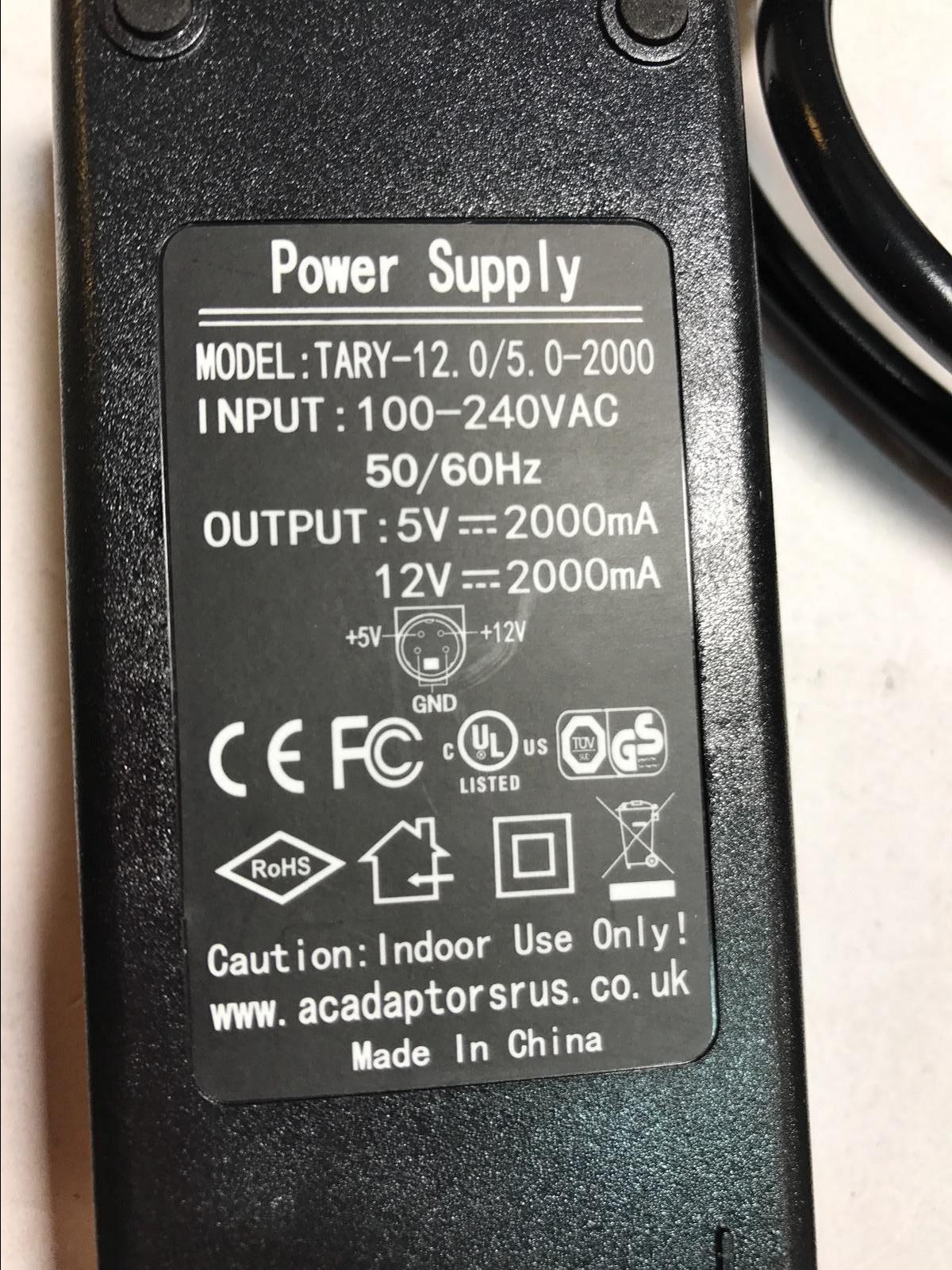 UK +5V +12V GND 4 Thin Pin Power Supply AC-DC Adaptor model TARY-12.0/5.0-2000