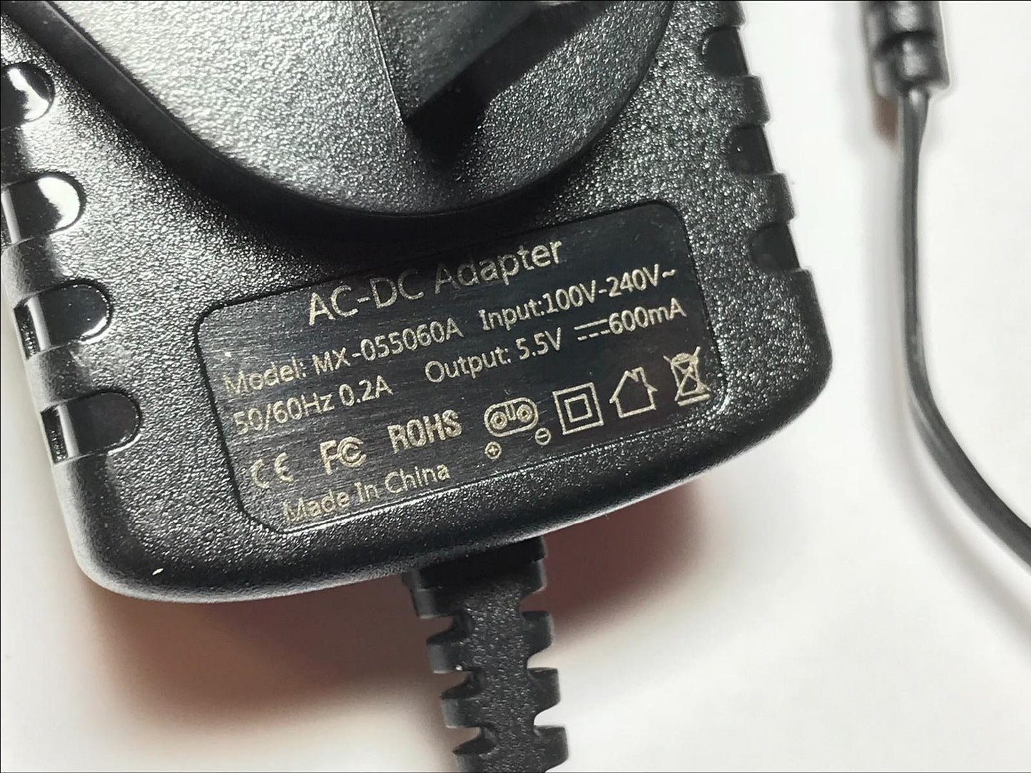 Replacement Karcher Window Vac WV Charger MX-055060A 5.5V 600mA AC-DC Adapter