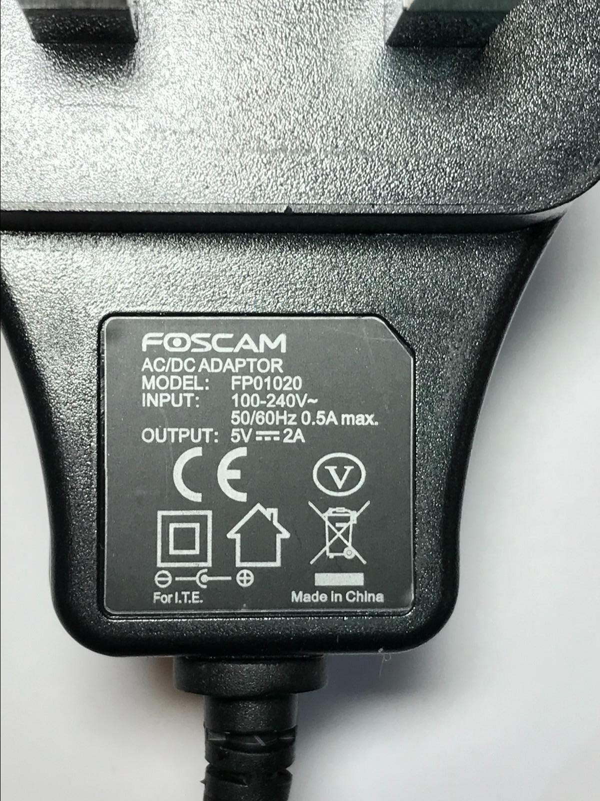 5V 2A Foscam AC/DC Adaptor FP01020 Black Mains Power Supply Genuine Original