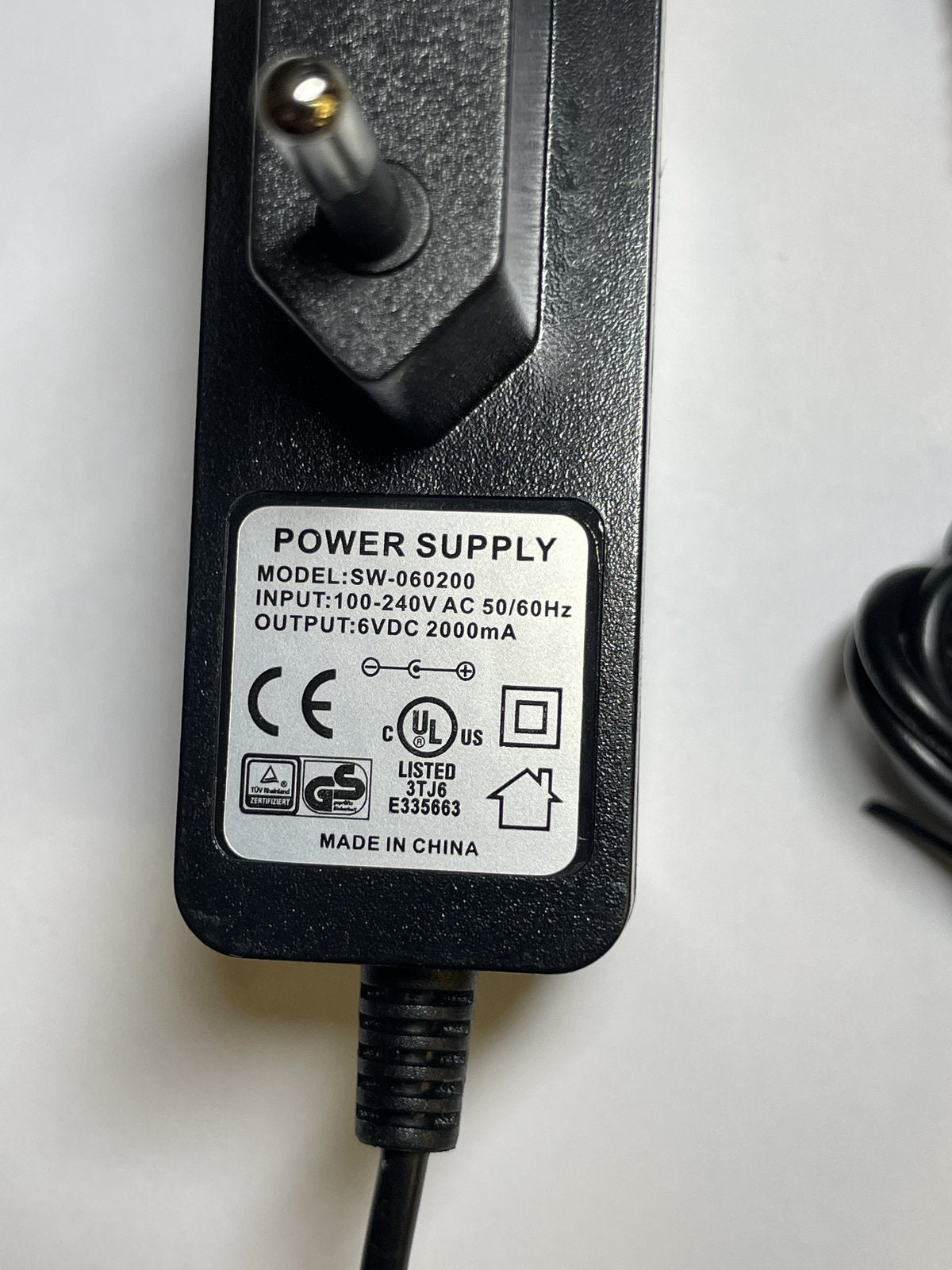 EU 6VDC 2000mA 6V AC-DC Adaptor Power Supply SW-060200 Charger UK Plug 5.5X2.1