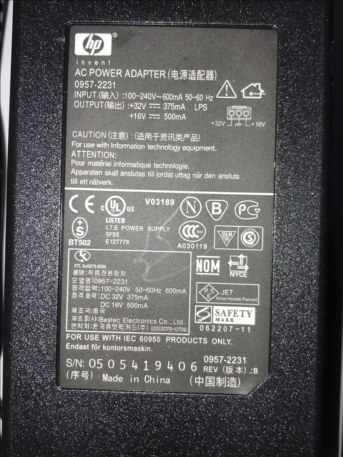 HP 32V 16V AC Adapter for C4340, C4343, C4348 C4380, C4383, C4385, C4388, C4390