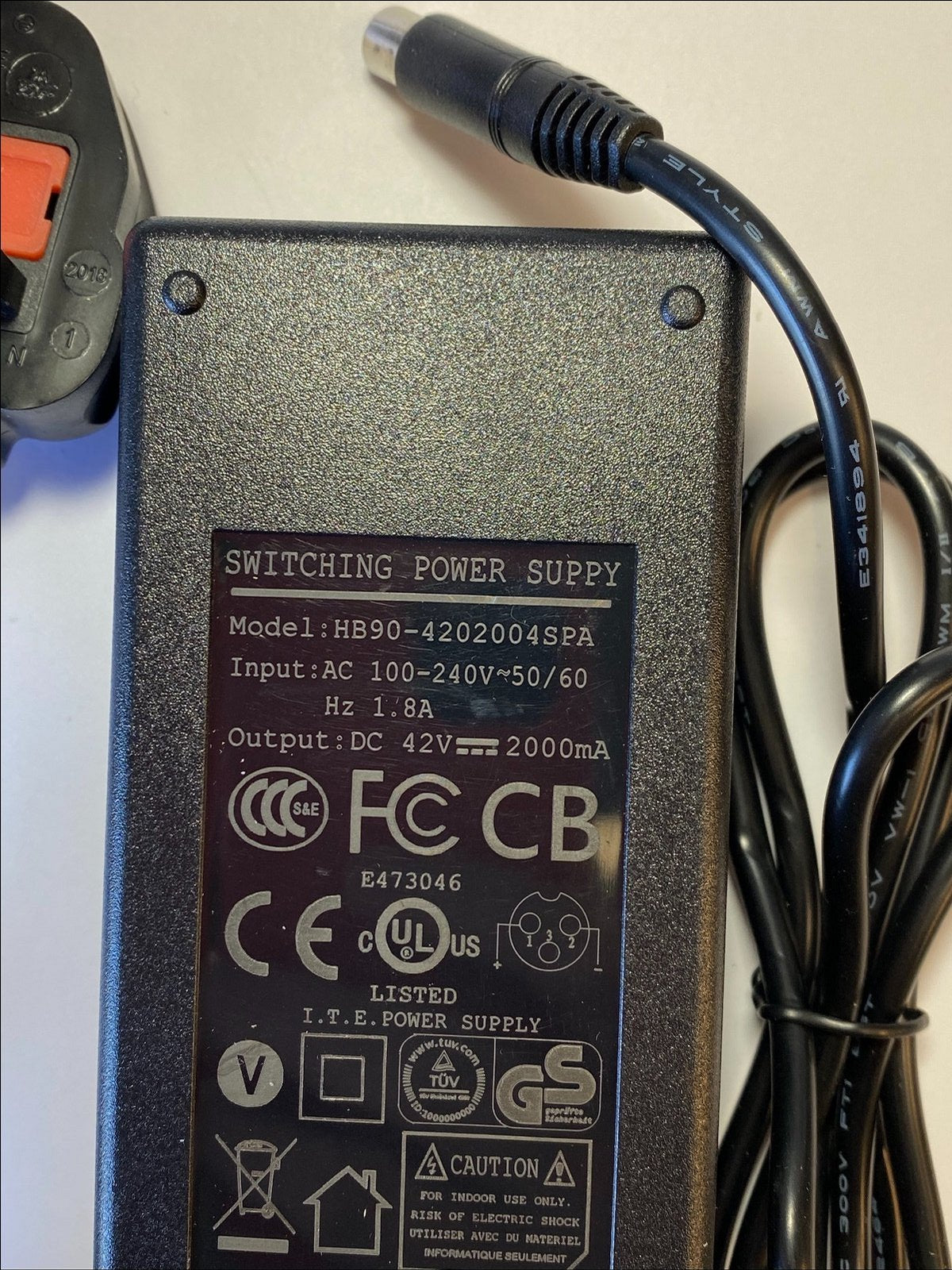 Replacement 42V 1.5A Charger for ZC08073 Zinc Folding Electric ECO Plus Scooter