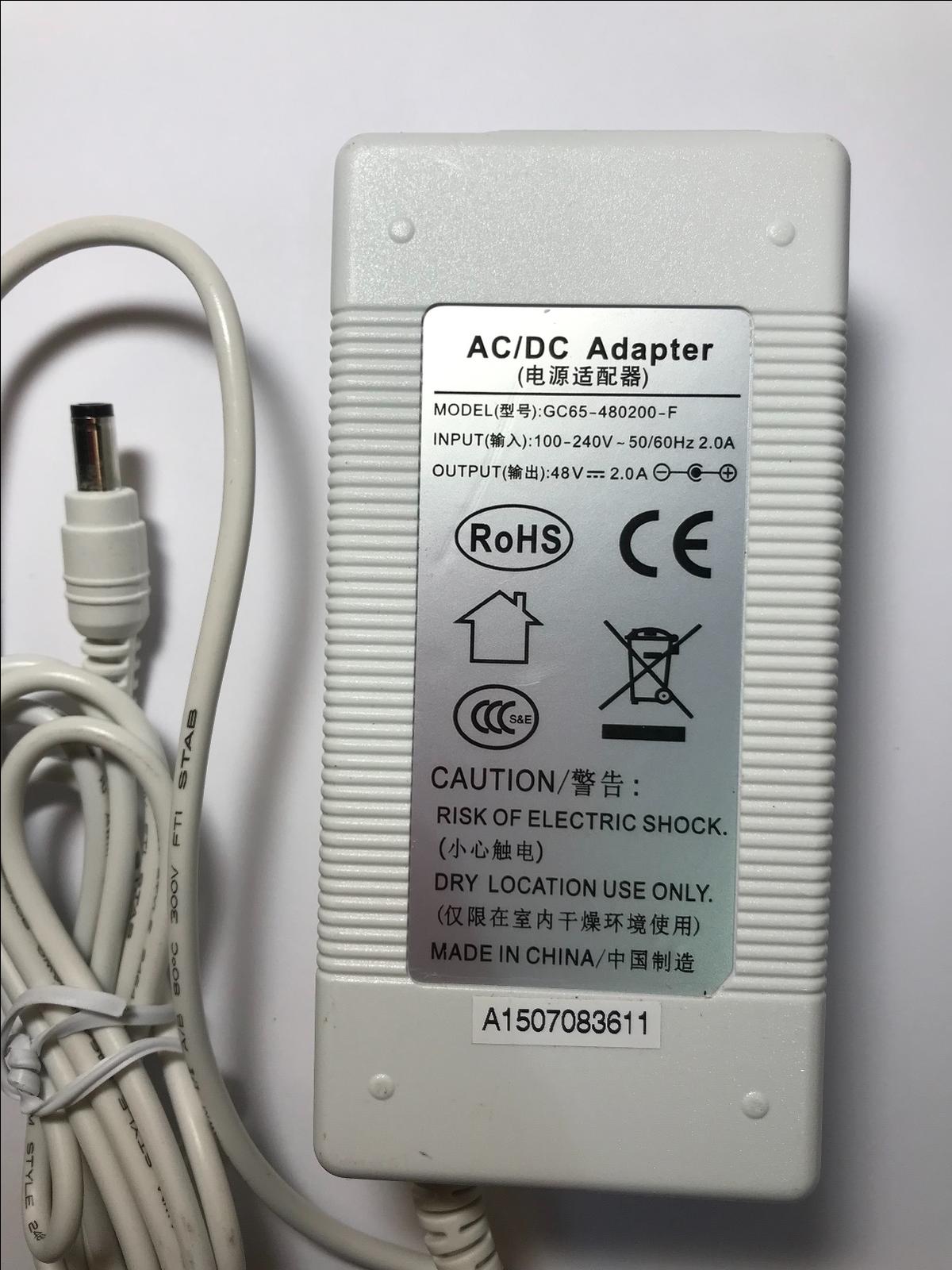 48V AC-DC Adapter Power Supply for NU60-F480125-1NN Netgear GS108PE POE Switch