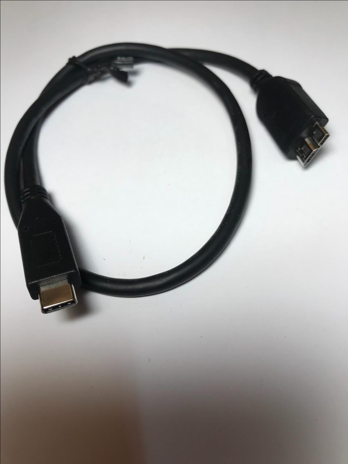 50cm Long USB-C to USB 3.0 USBC to USB3 Black Cable Lead for Hard Drive