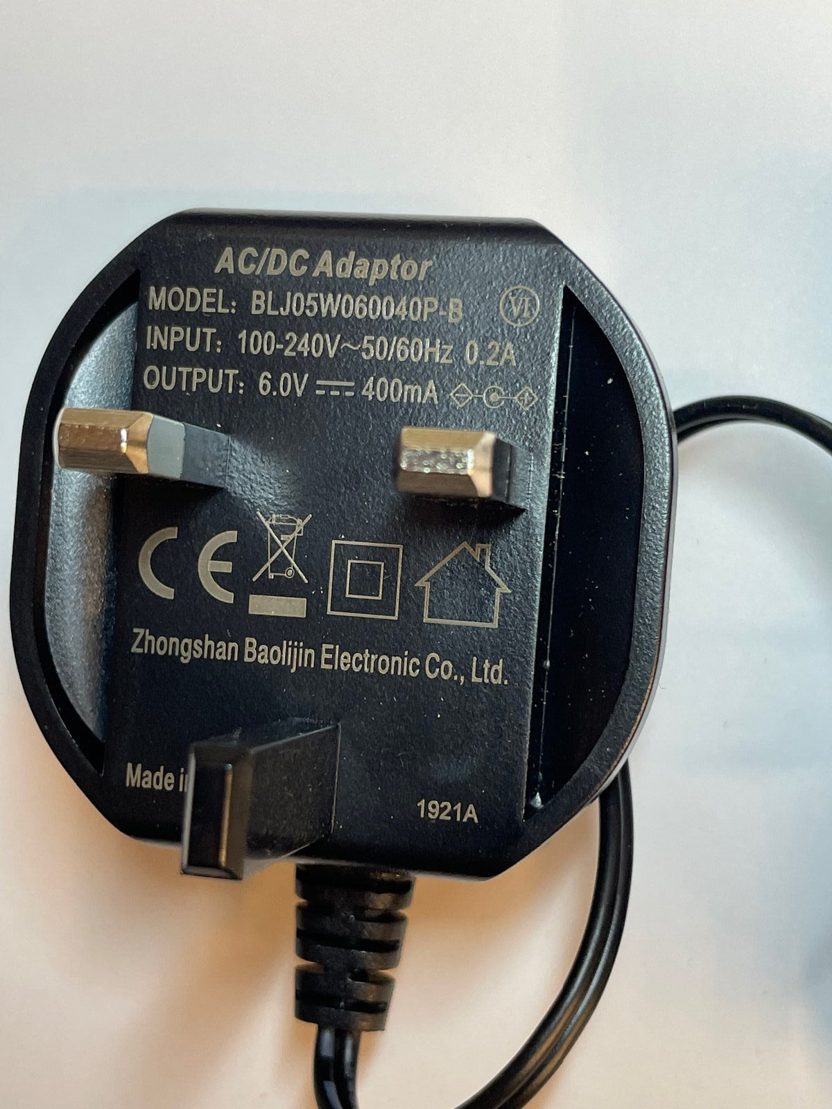 Replacement for BT Baby Monitor AC/DC Adapter MN-A002-U130 077861 6V 400mA