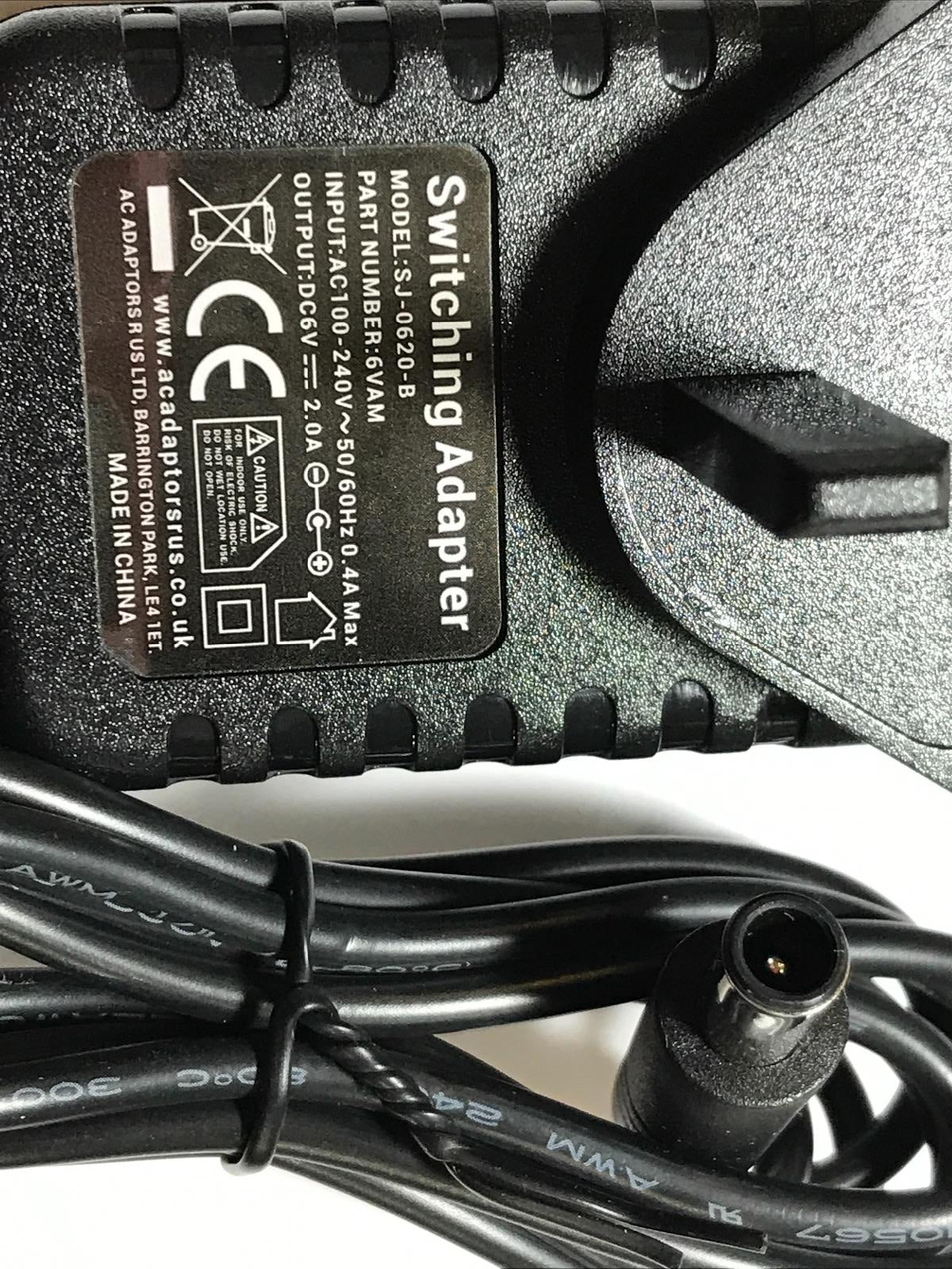 6V 2A UK Mains AC-DC Switching Adaptor Power Supply 6.0mm x 4.3mm Centre Pin