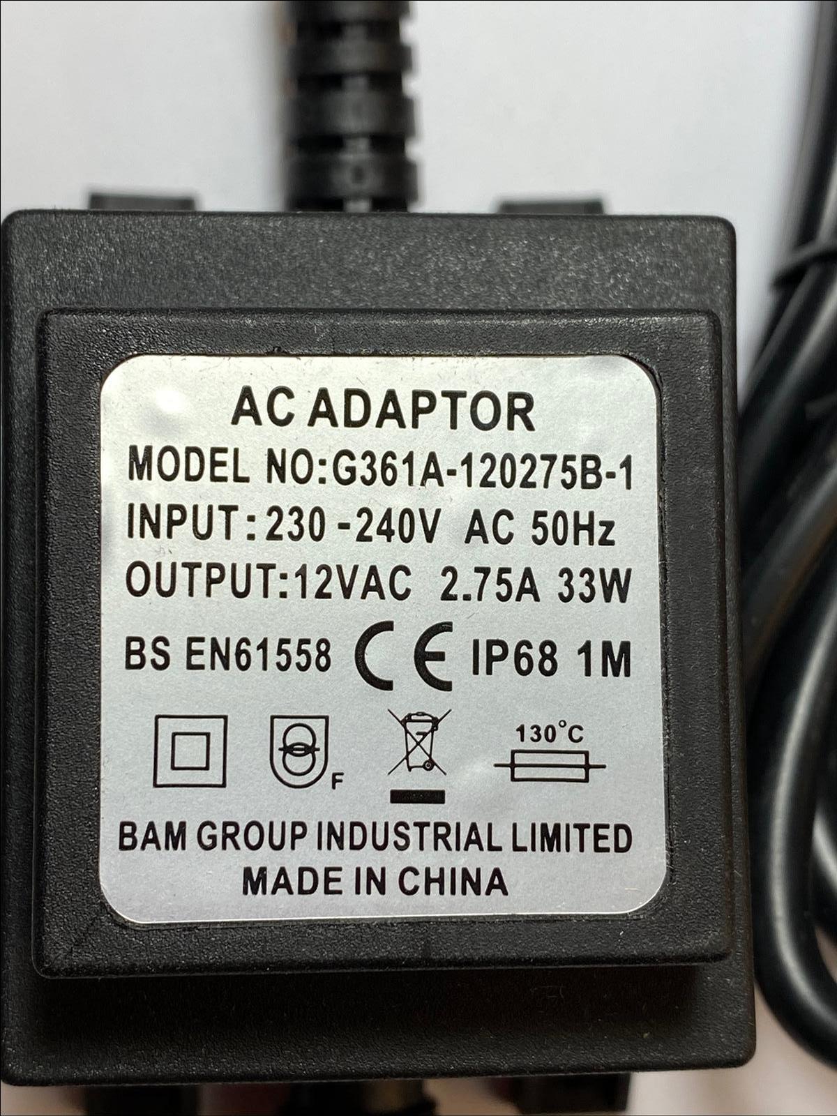 12V AC-AC ADAPTOR 12VAC 2.75A LINEAR TRANSFORMER POWER SUPPLY WITH BARE ENDS